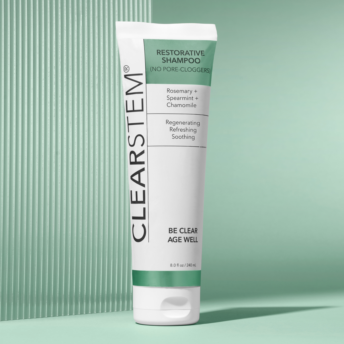 CLEARSTEM Restorative Shampoo, a non-comedogenic shampoo for all hair types